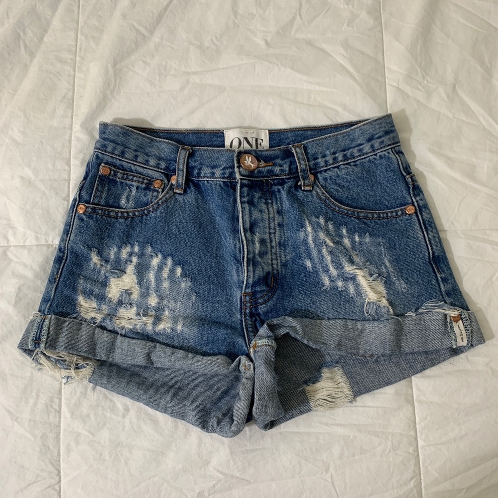 One Teaspoon Distressed Denim Shorts